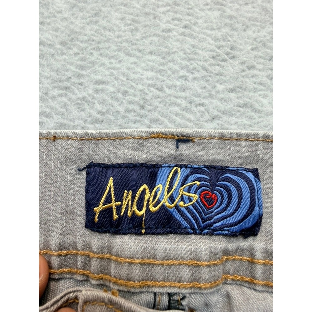 Angels Jeans Womens Gray Straight Leg Denim Pants Double Button Size 7/8 - Picture 6 of 11